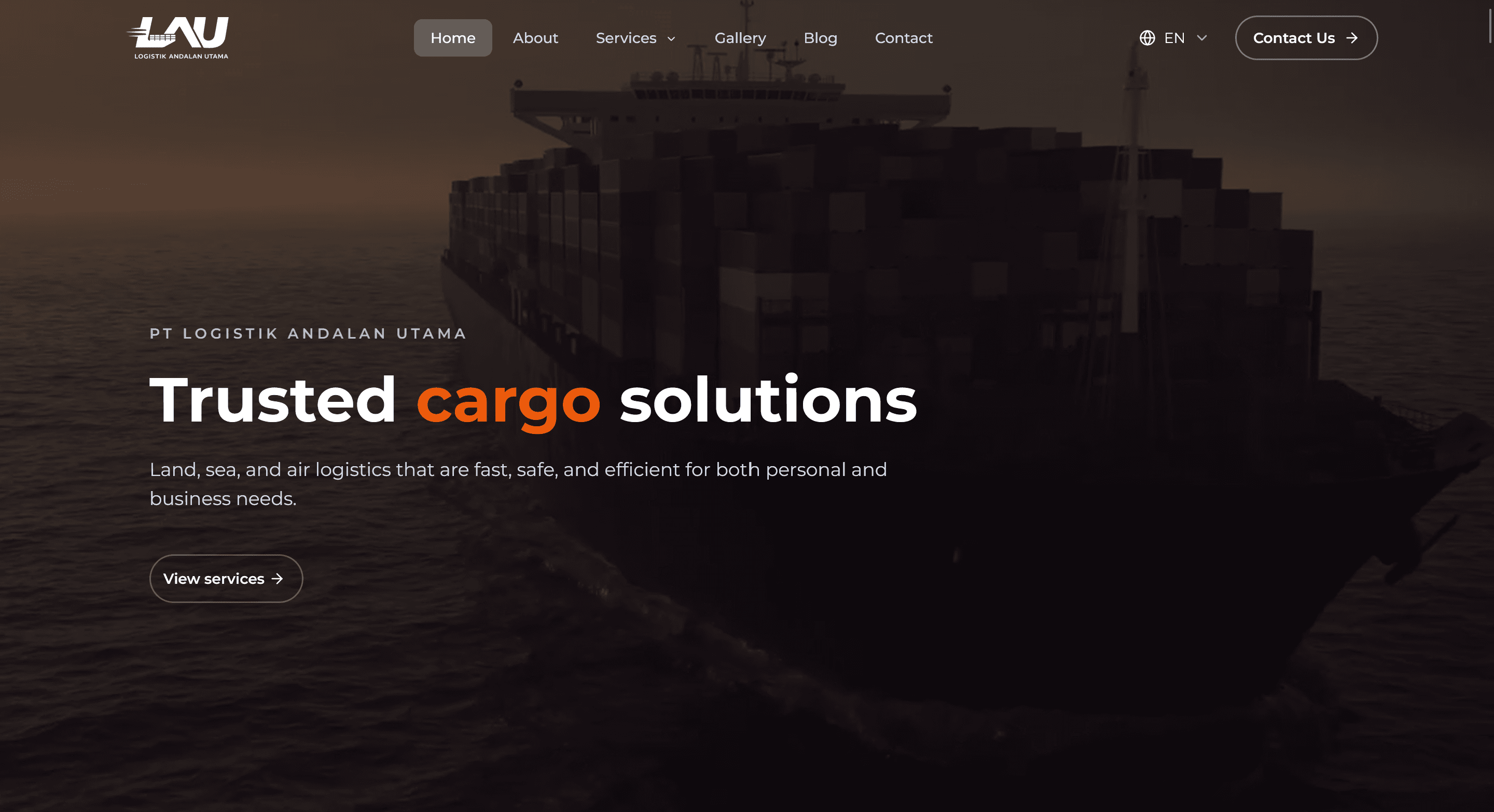 Logistik Web Client freight services homepage
