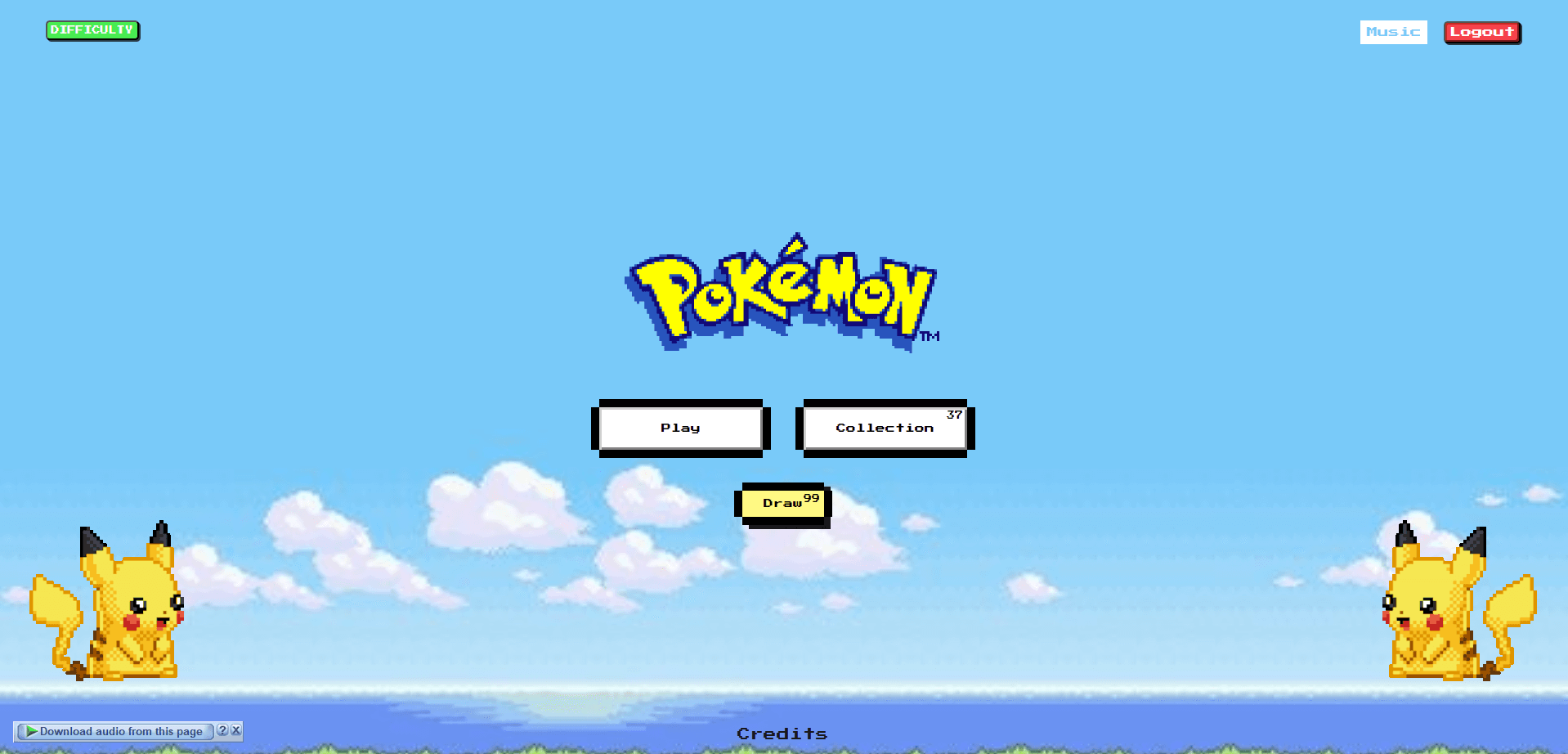 Pokémon Collection game interface